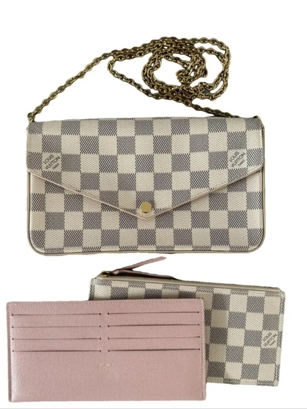 Signature Check Canvas Envelope Crossbody with Gold Chain, Wallet, Pouch - Picture 2 of 3